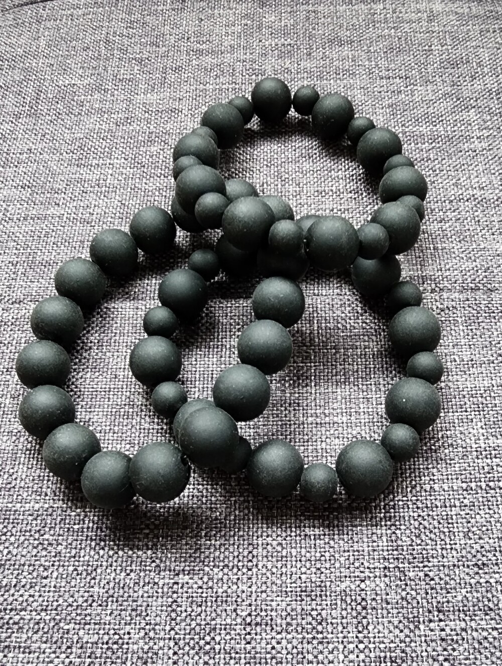 Minimalist Matte Black Sillicone Beaded Bracelet Stack